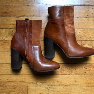 Billy Reid brown leather + pony hair boots